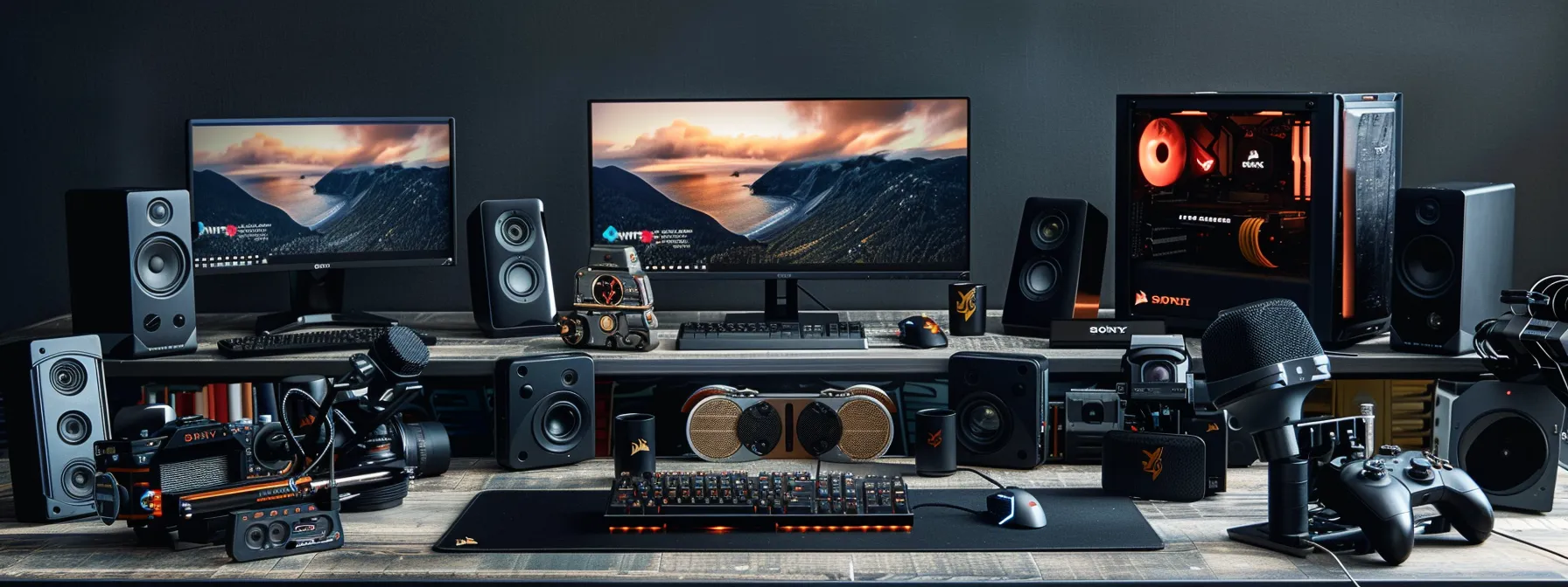 a sleek, modern computer setup featuring corsair gaming peripherals and intel core processors, surrounded by high-quality hardware components and upgrades.